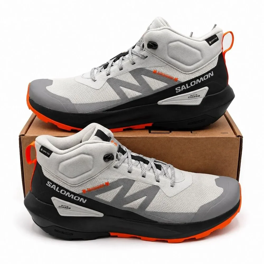 Salomon Elixir Activ Mid GTX Men's 13 Gore-Tex Hiking Boots Gray Orange L474567